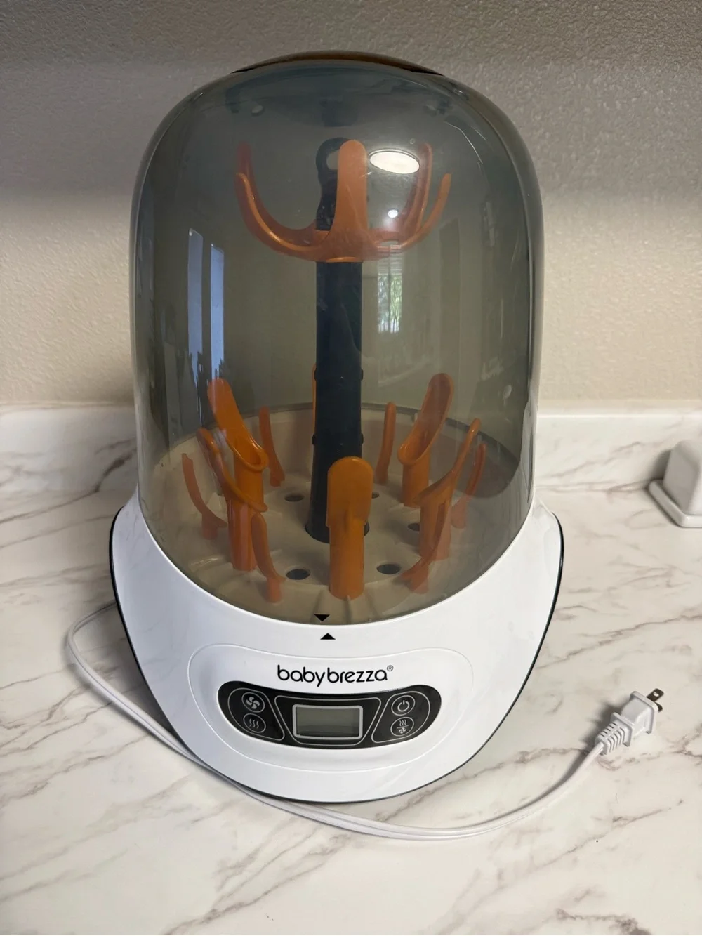 Baby Brezza Bottle Sterilizer & Dryer — White with Orange Accents